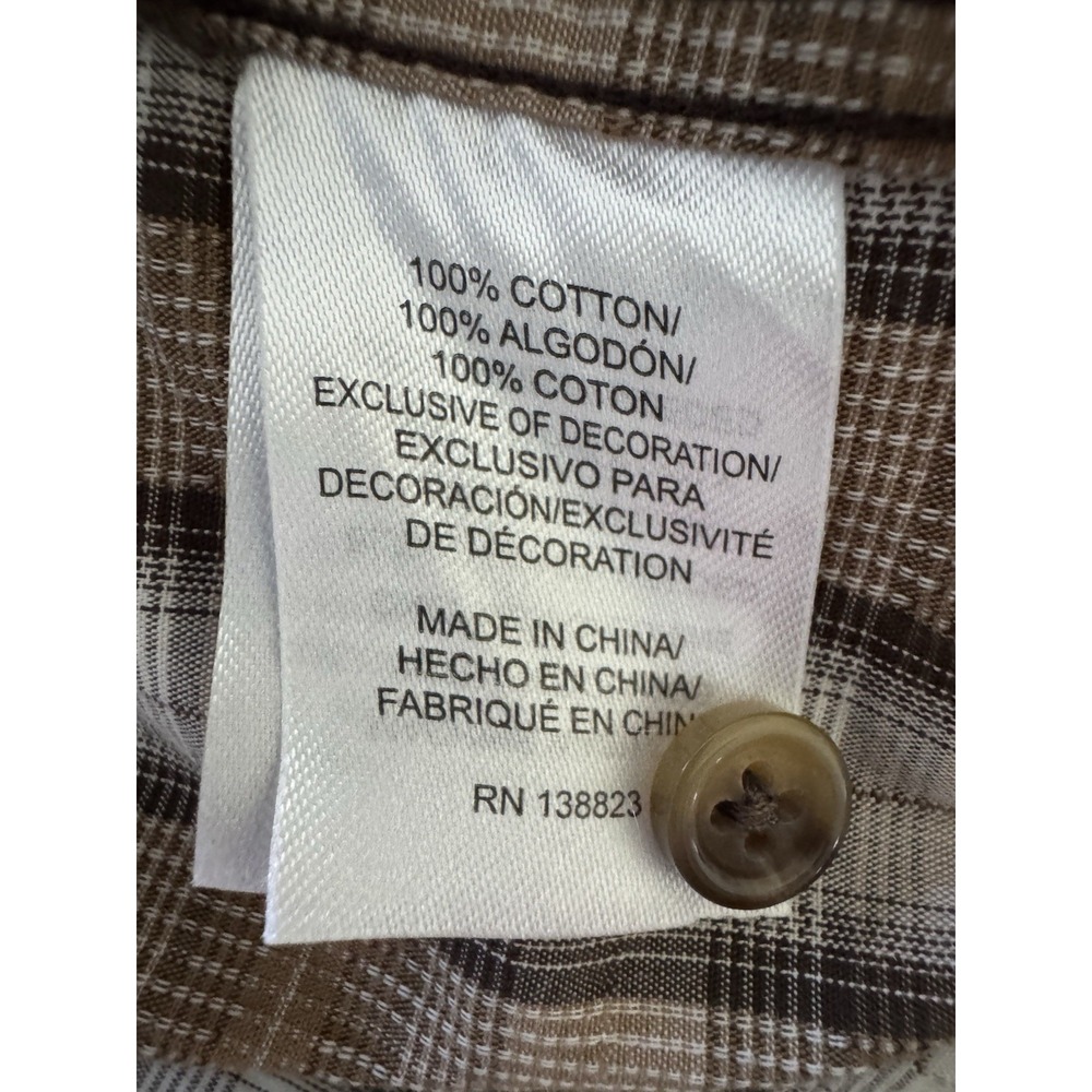 Cody James Mens Large Western Rodeo Shirt Pearl‎ Snaps Plaid Long Sleeve Brown - Picture 9 of 10